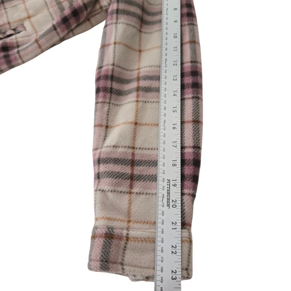 Cabincore/Gorpcore Pink & Cream Plaid Plush‑Lined Shacket Size Medium - Picture 7 of 8